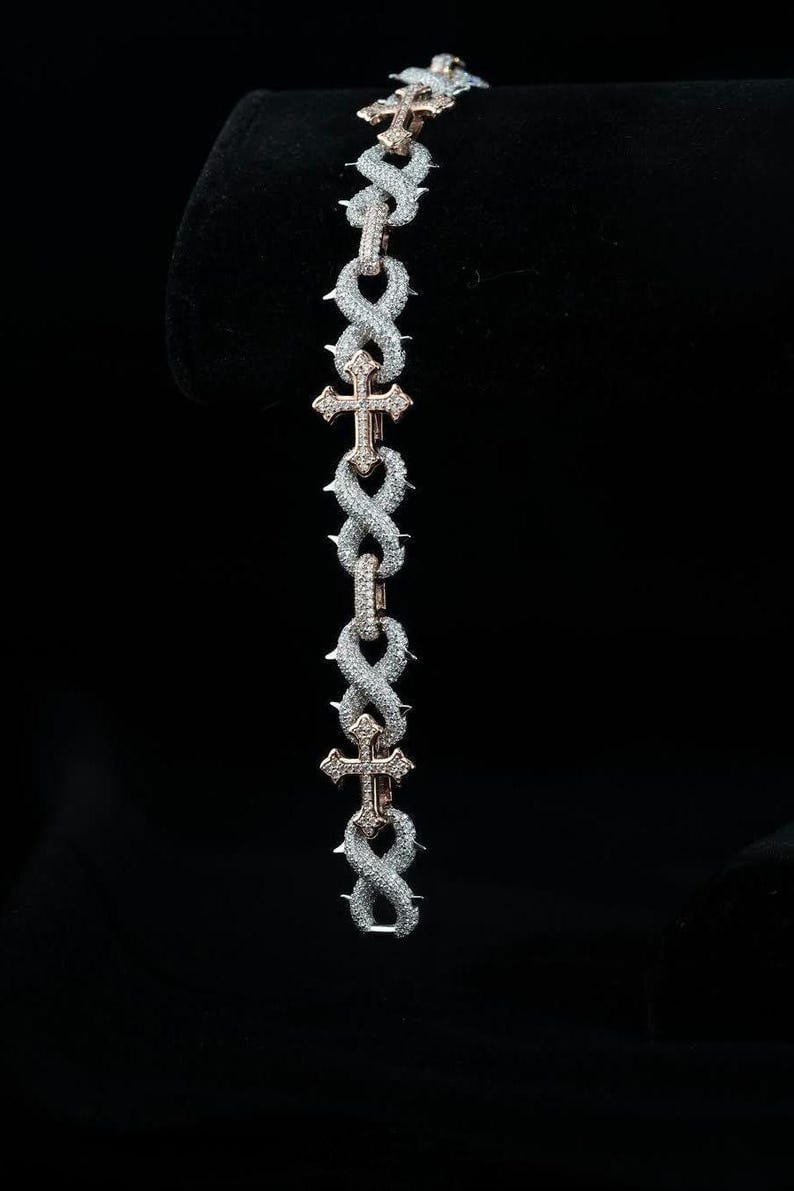 Iced Out Cross Link Bracelet