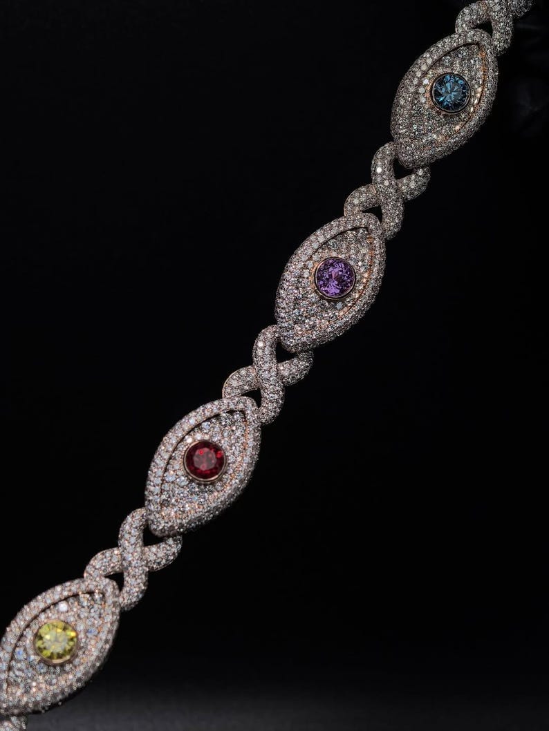 Iced Out Custom Evil Eye Link Bracelet