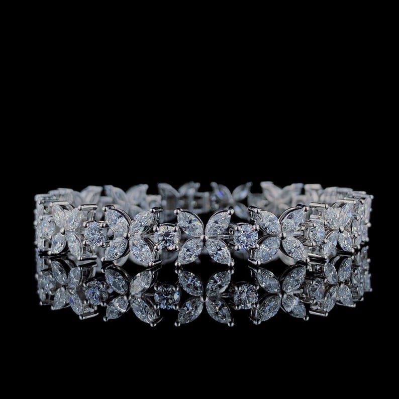 Iced Out Flower Cluster Diamond Bracelet