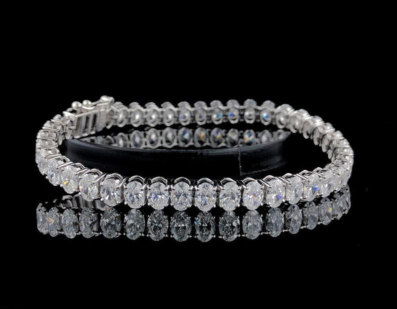 Iced Out Oval Cut Tennis Link Bracelet