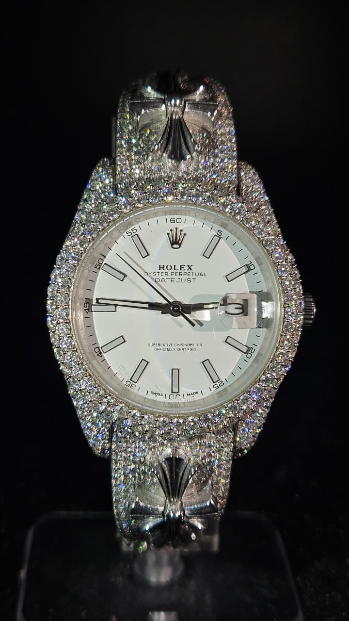 Custom Rolex Full White Chrome Hearts Silver White Dial Automatic