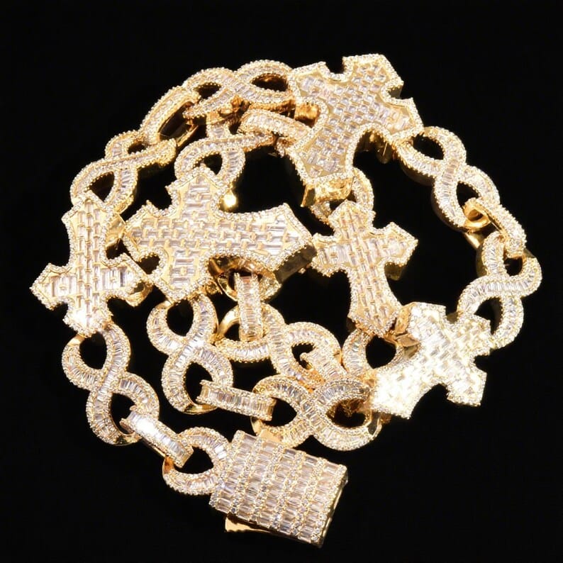 18mm Prong Cross Cuban Link Chain - Customizable bail - Men/women Chain - Cross Cuban Necklace