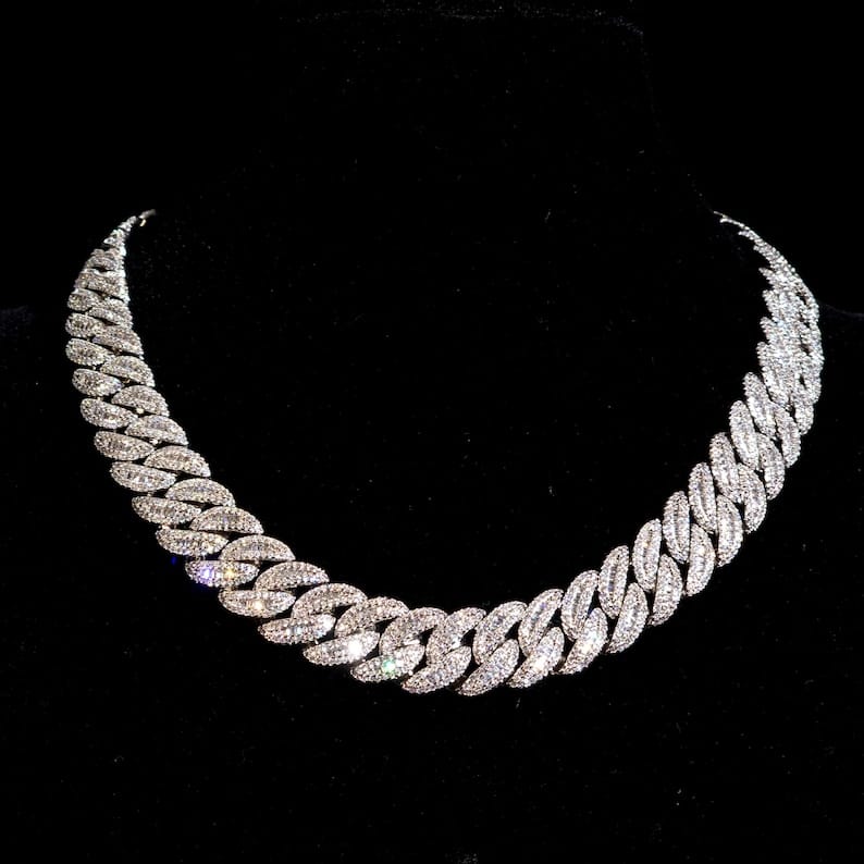 16mm Prong Cuban Link Chain - Customizable bail - Men/women Chain - Cuban Necklace