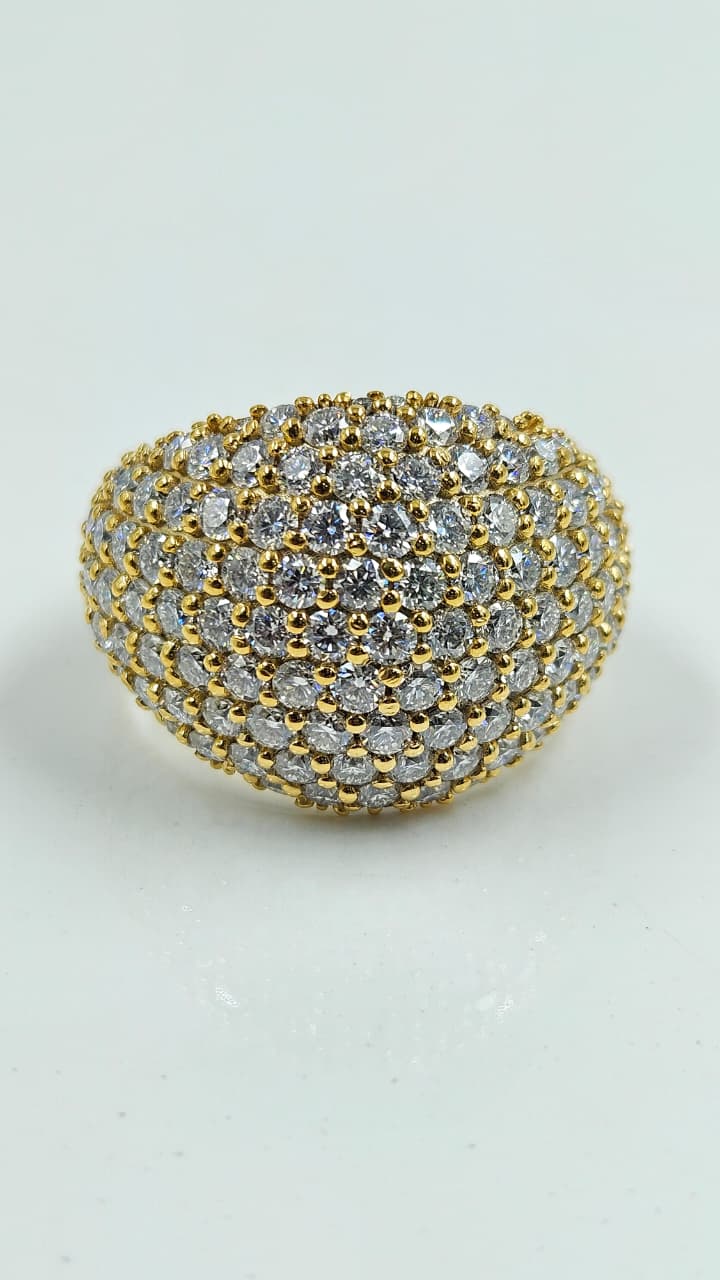 Luxury Yellow Gold Diamond Pavé Dome Cocktail Ring