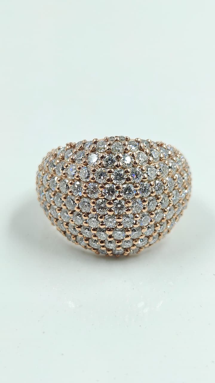 Luxury Silver Rose Gold Diamond Pavé Dome Cocktail Ring