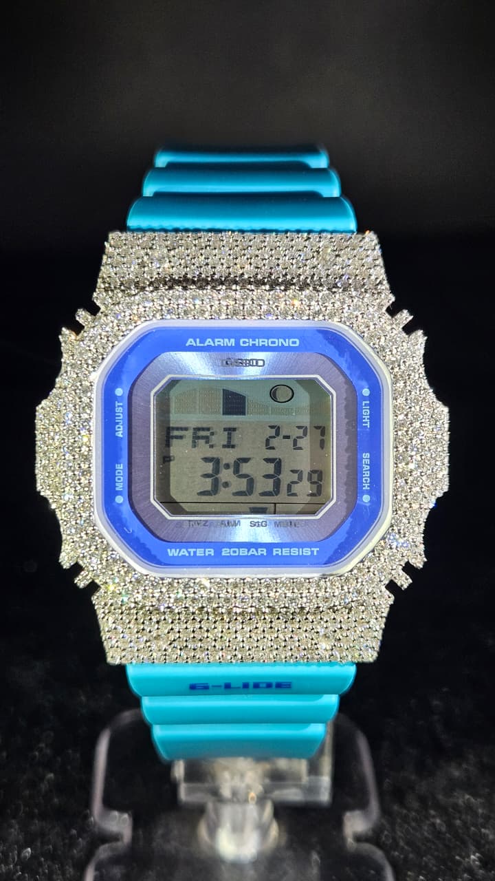G-Shock Iced Bezel Blue Rubber Band