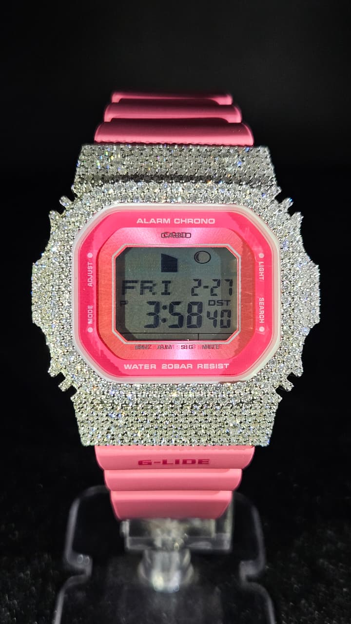 G-Shock Iced Bezel Pink Rubber Band