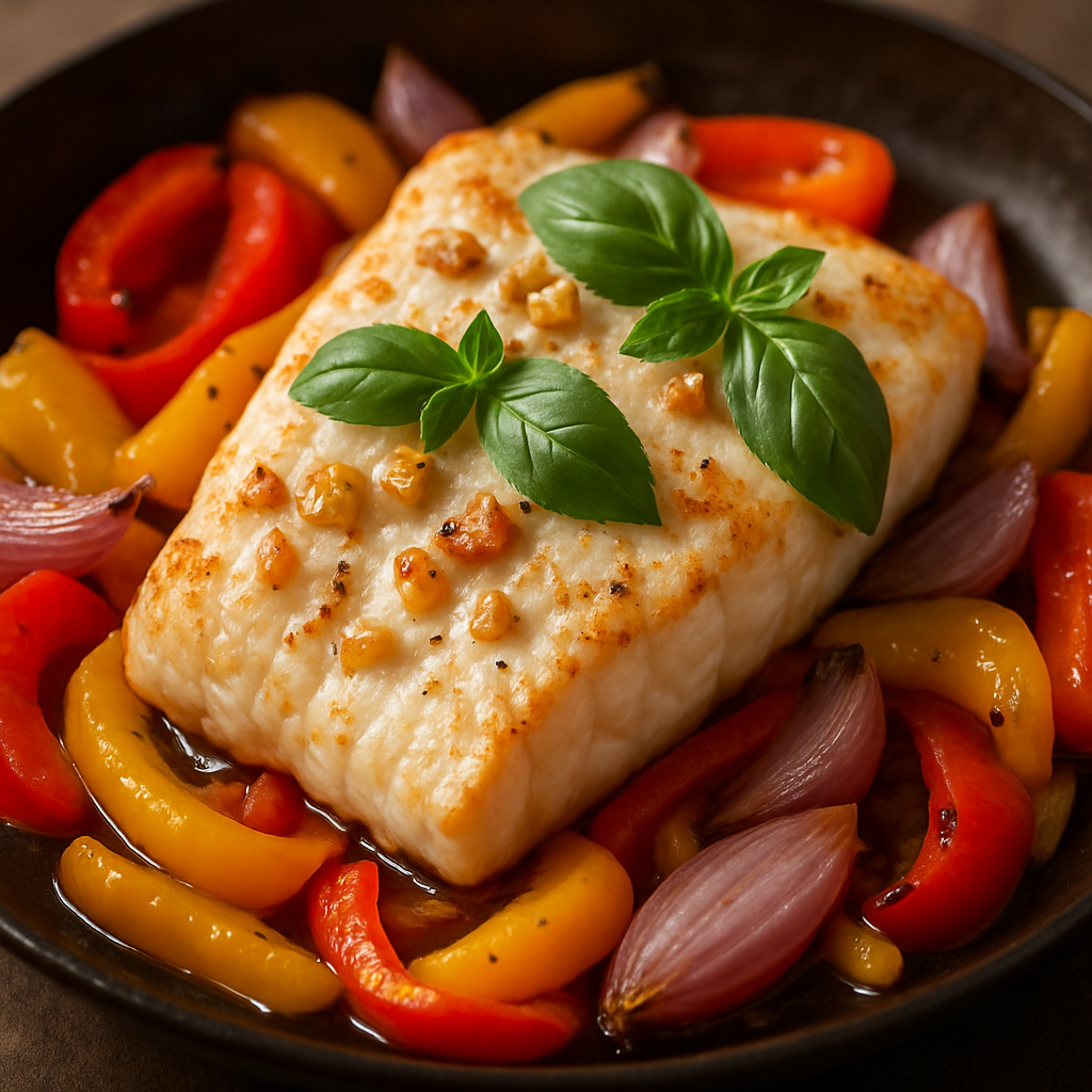 Enkel Ugnsbakad Fisk med Vitlök och Basilika - Recept med ingredienser och tillagningsinstruktioner