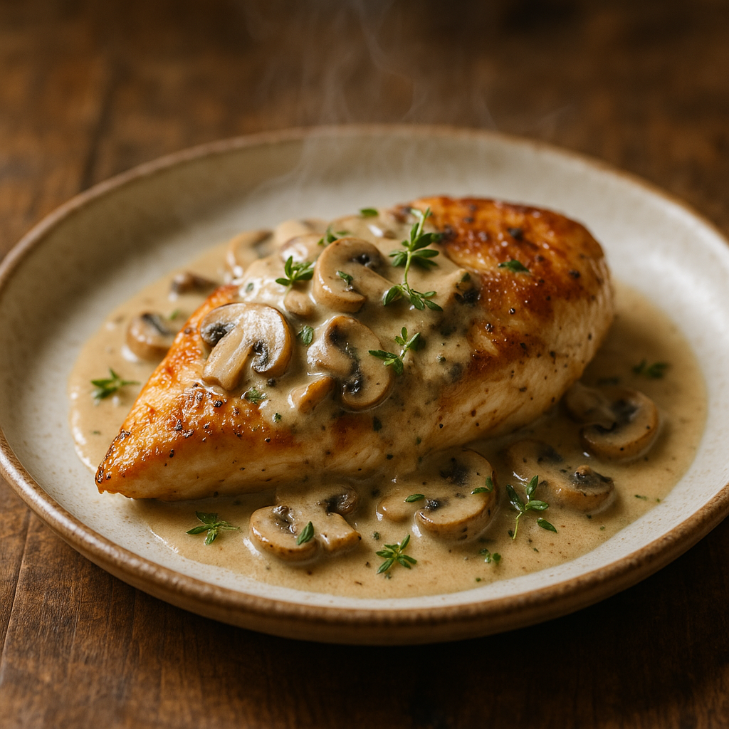 Kyckling med svampsås - Recept med ingredienser och tillagningsinstruktioner