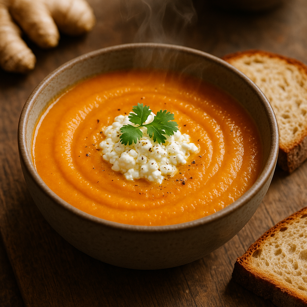Morotssoppa med ingefära - Recept med ingredienser och tillagningsinstruktioner