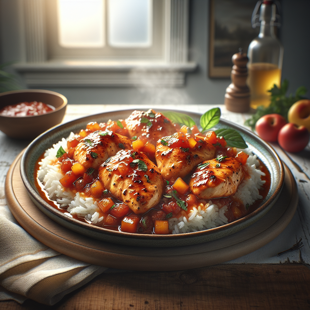 Söt och Kryddig Kyckling - Recept med ingredienser och tillagningsinstruktioner