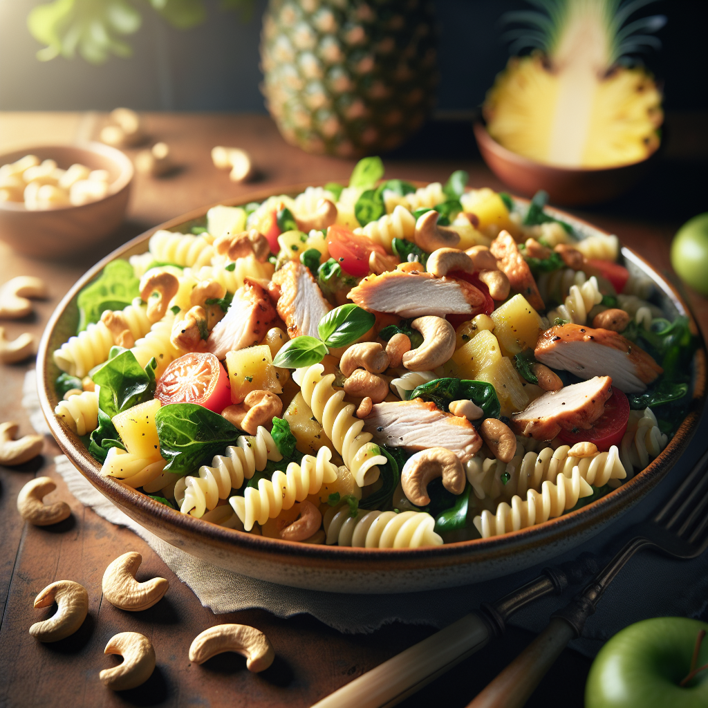 Kyckling och Cashew Pasta Sallad - Recept med ingredienser och tillagningsinstruktioner