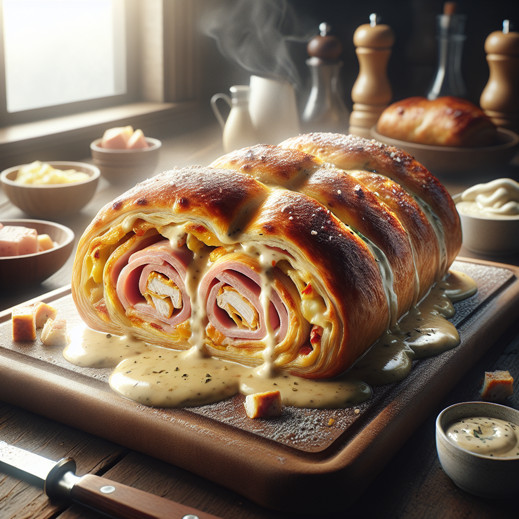 Kyckling Cordon Bleu Stromboli - Recept med ingredienser och tillagningsinstruktioner