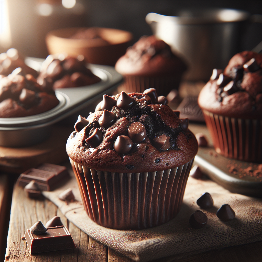 Dubbel Chokladmuffins - Recept med ingredienser och tillagningsinstruktioner