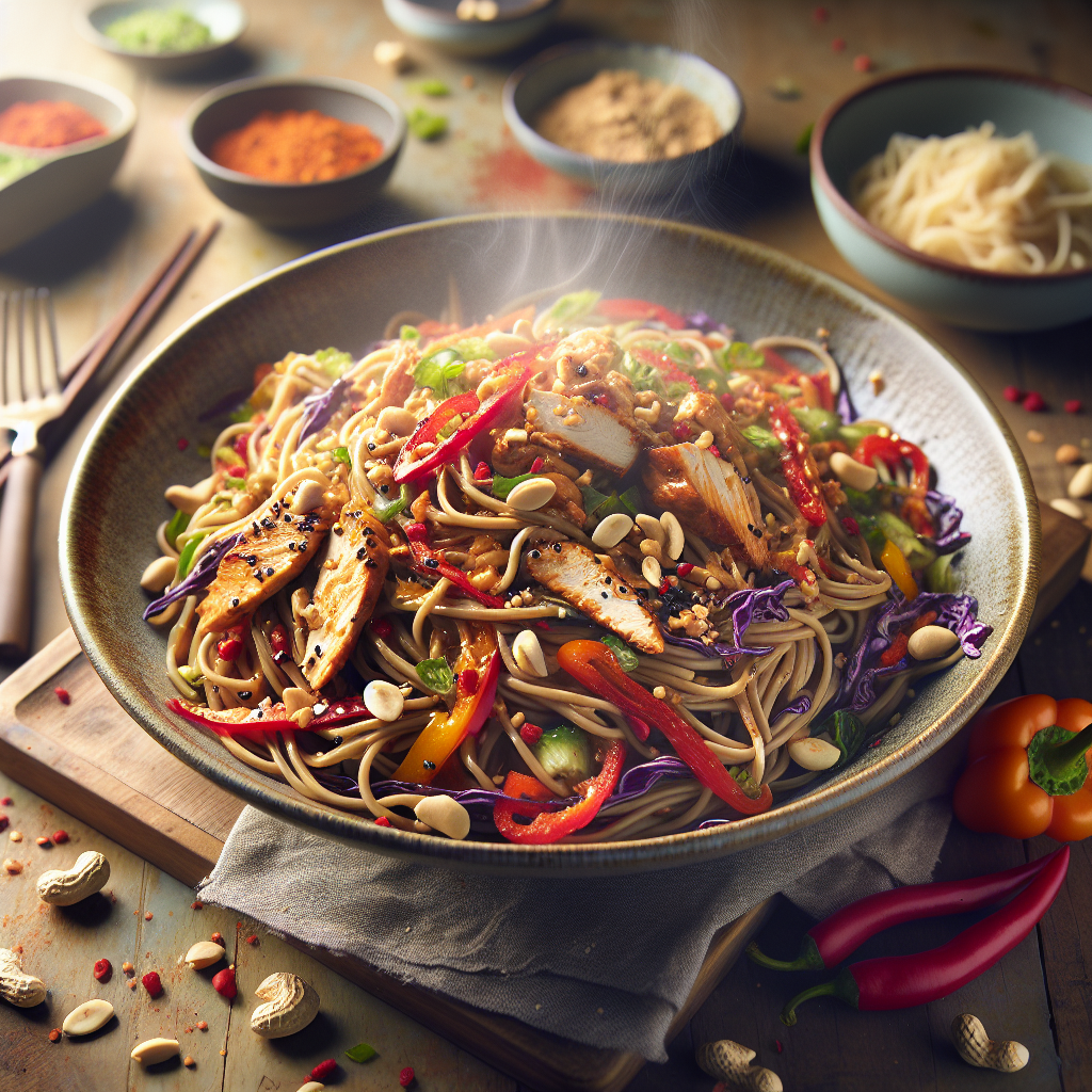 Kryddig Jordnöt Soba Nudel Sallad - Recept med ingredienser och tillagningsinstruktioner