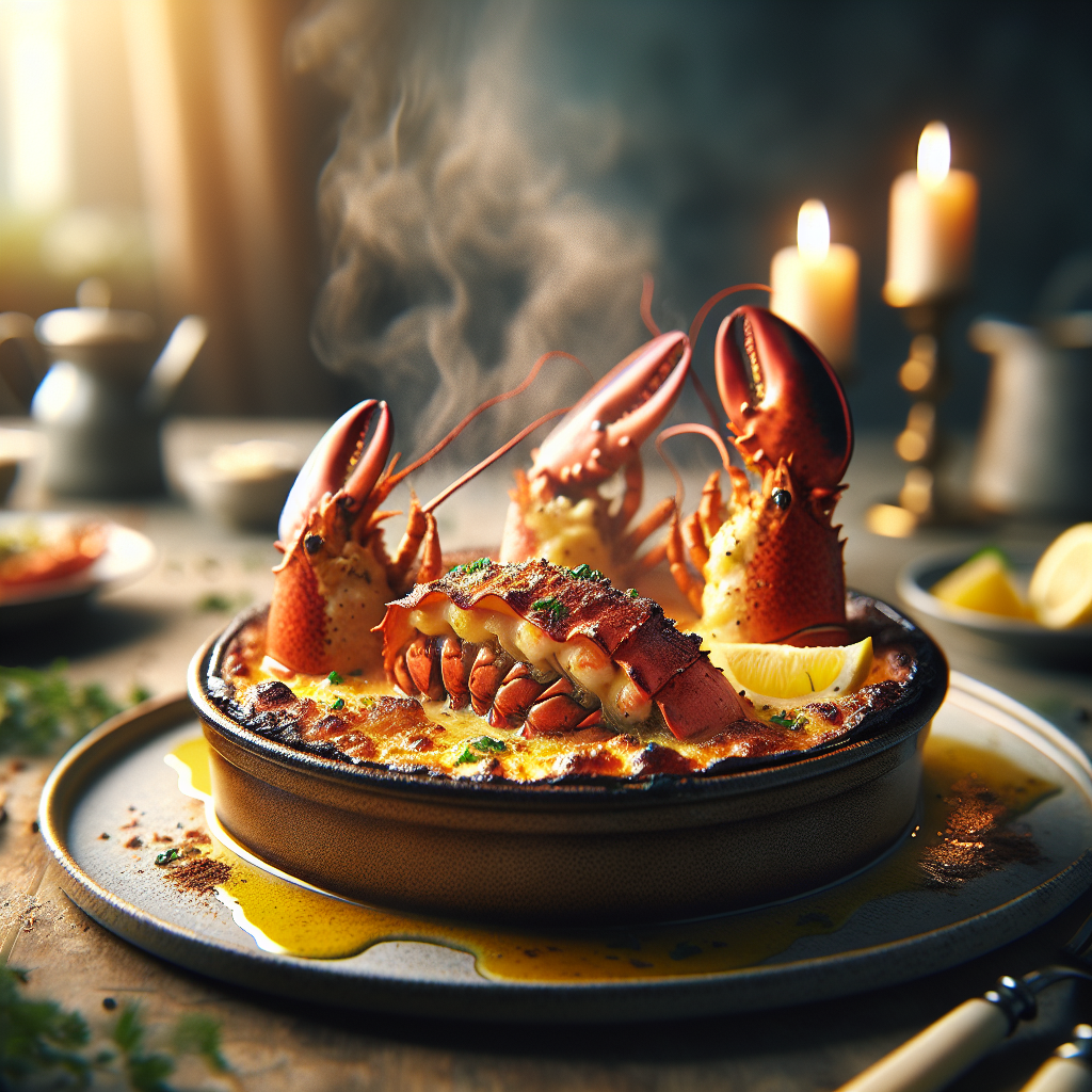 Gratinerad hummer med citron och vitlök - Recept med ingredienser och tillagningsinstruktioner