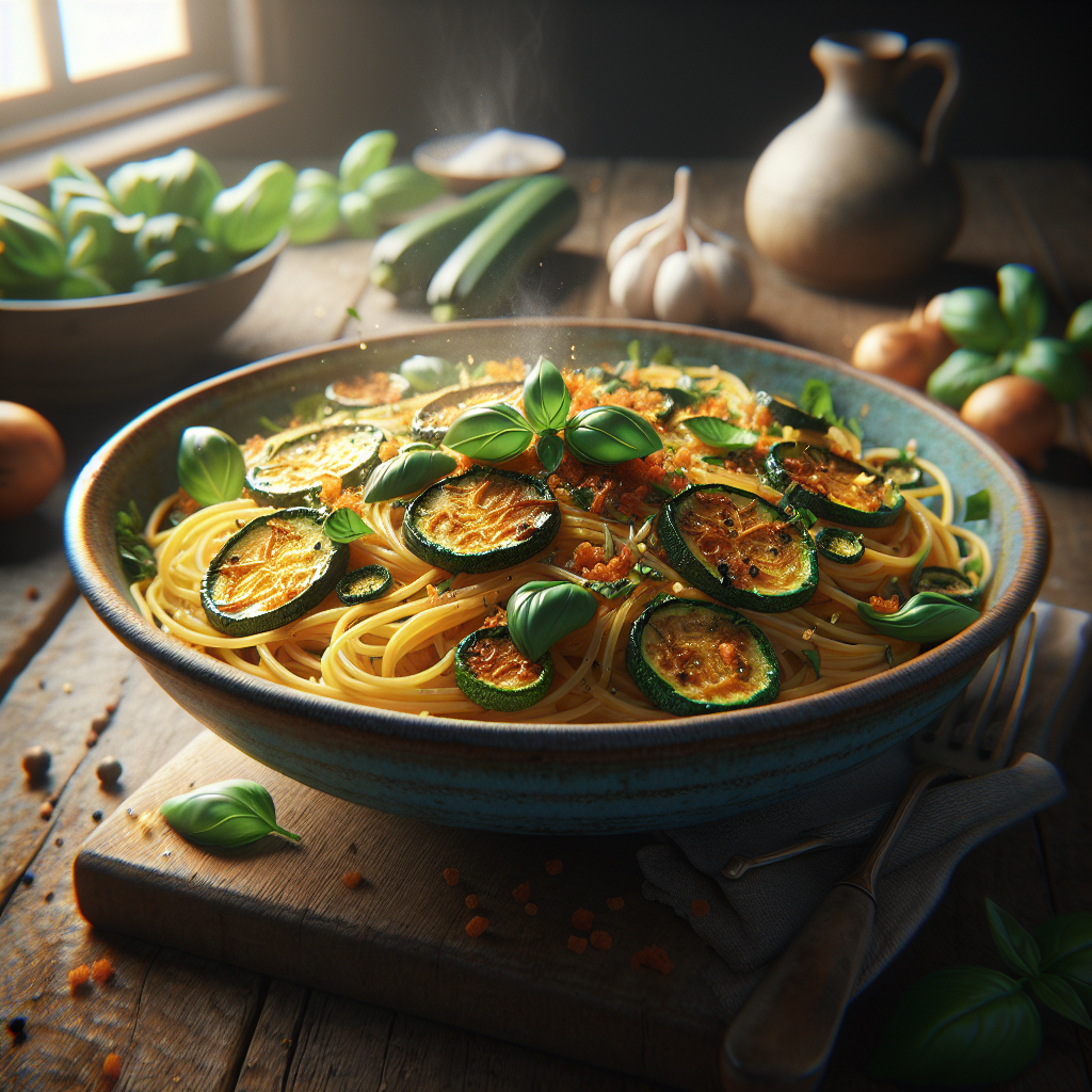 Spaghetti med Krispig Zucchini