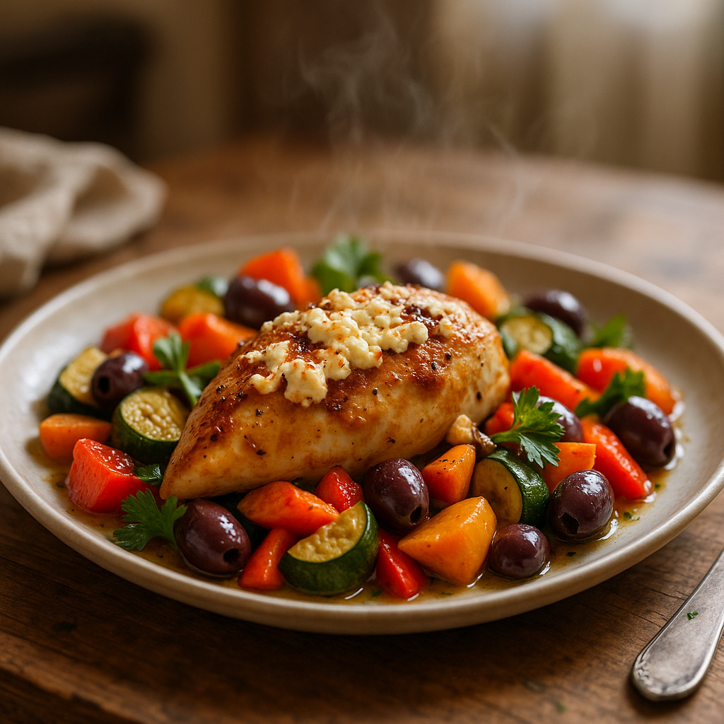 Grekisk kyckling i ugn med fetaost