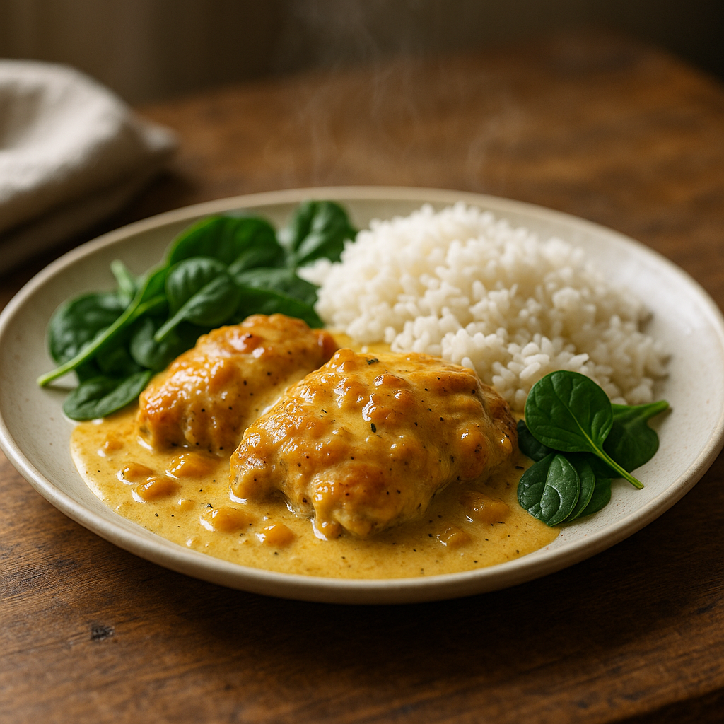 Kycklinglårfilé i krämig mango chutney-sås - Recept med ingredienser och tillagningsinstruktioner