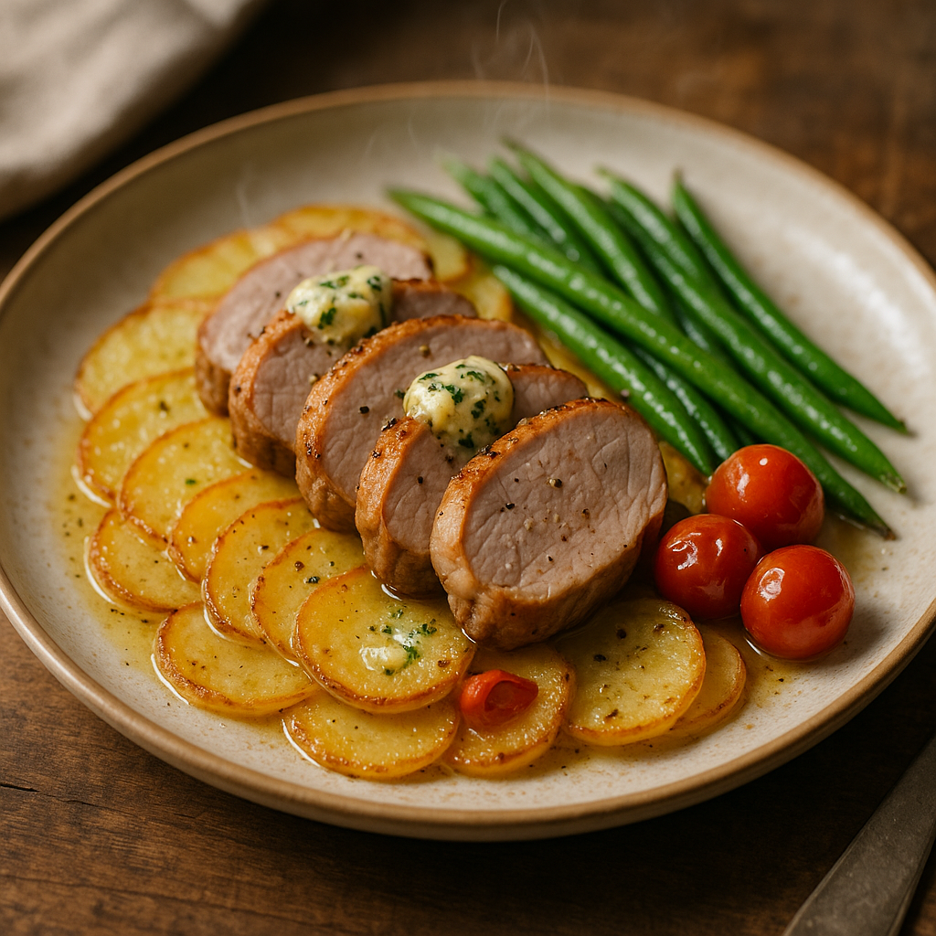 Fläskfilé provencale med vitlökssmör - Recept med ingredienser och tillagningsinstruktioner