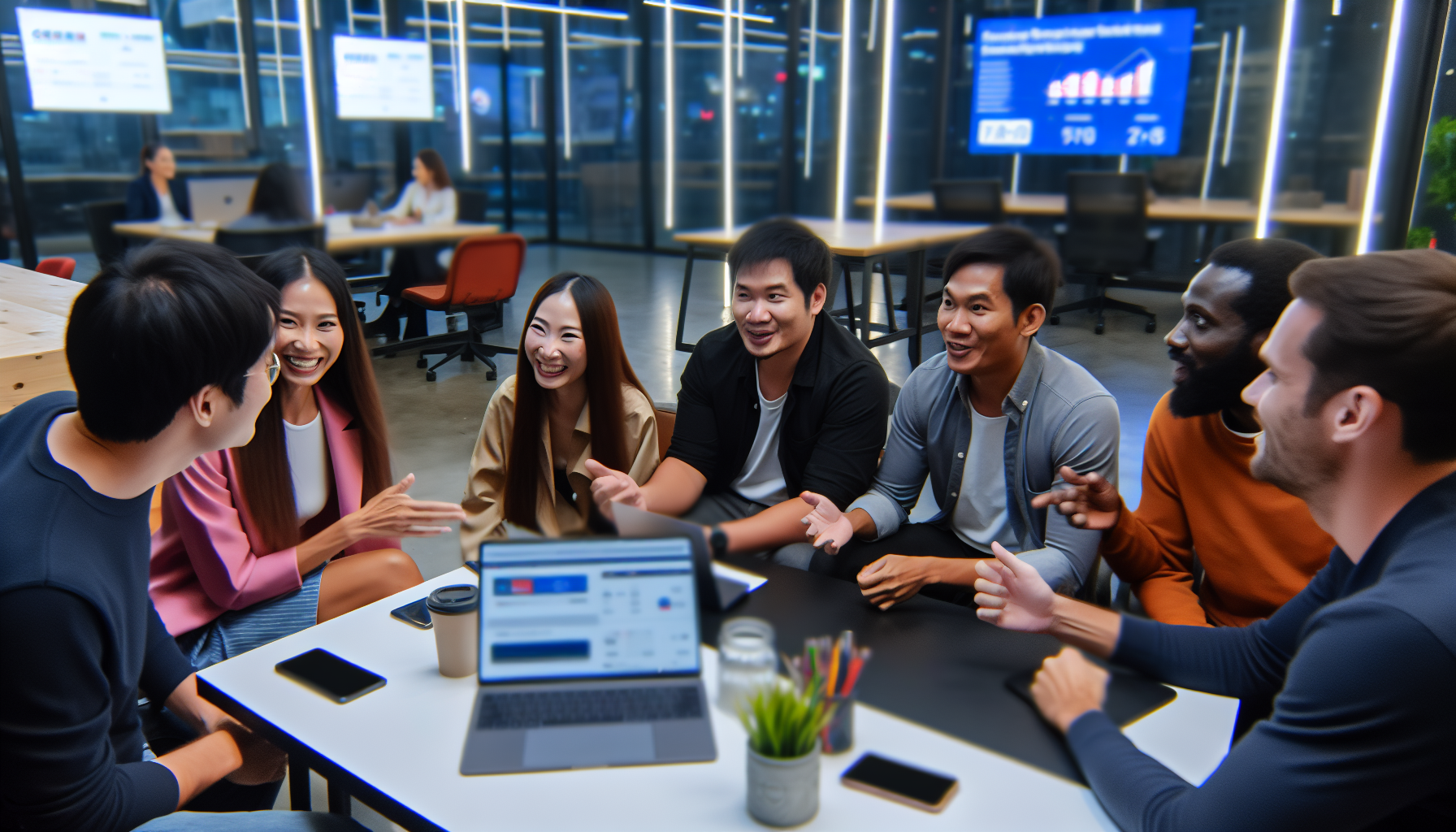 Équipe en réunion de stratégie Google Ads