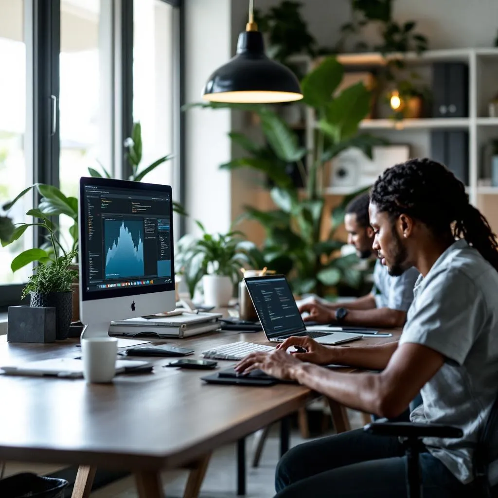 Développeurs travaillant dans un bureau moderne