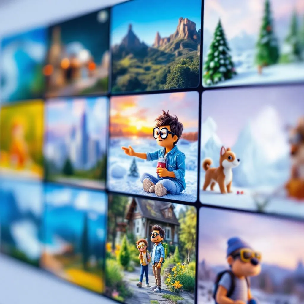 Écran avec images générées par IA