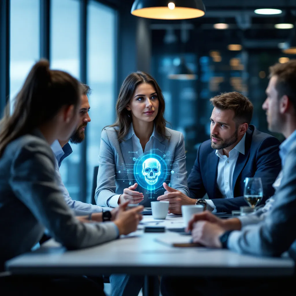 Réunion professionnelle sur la stratégie IA pour dirigeants PME