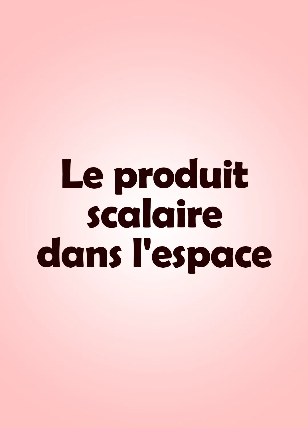 Le produit scalaire dans l'espace