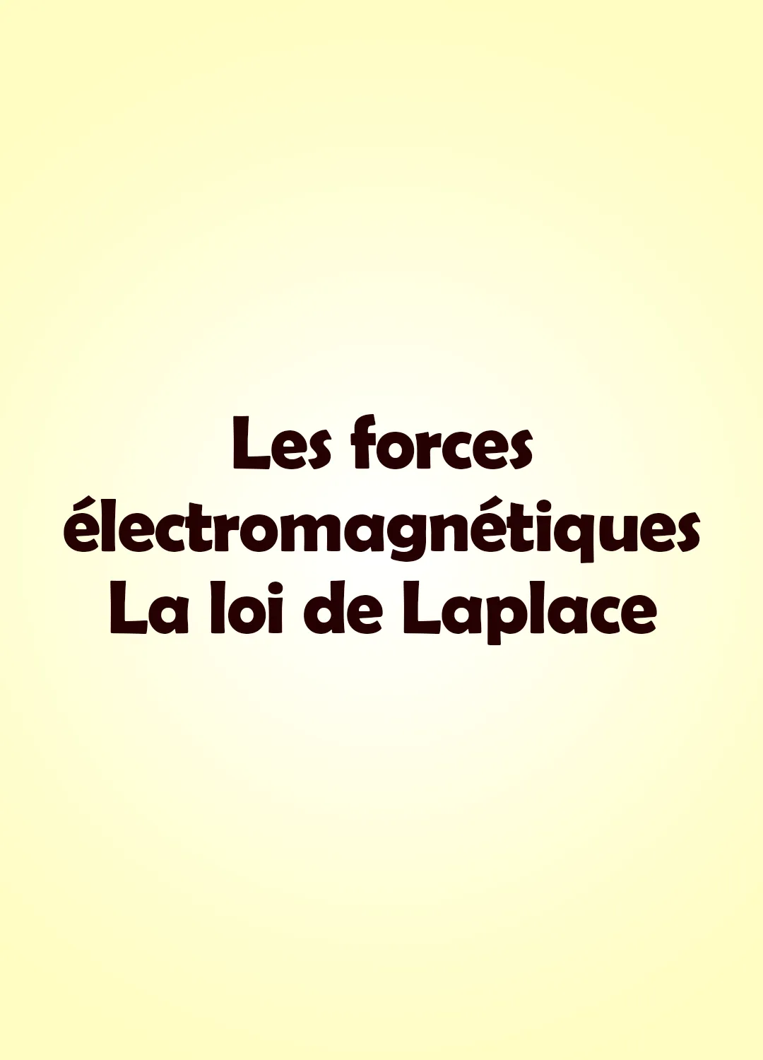 Les forces électromagnétiques - La loi de Laplace