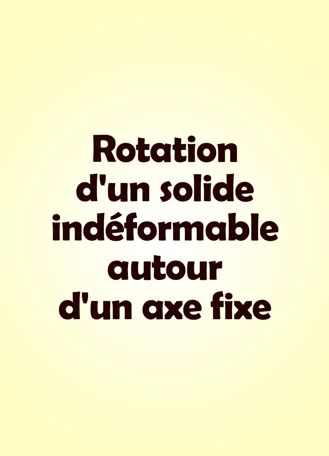 Rotation d'un solide indéformable autour d'un axe fixe