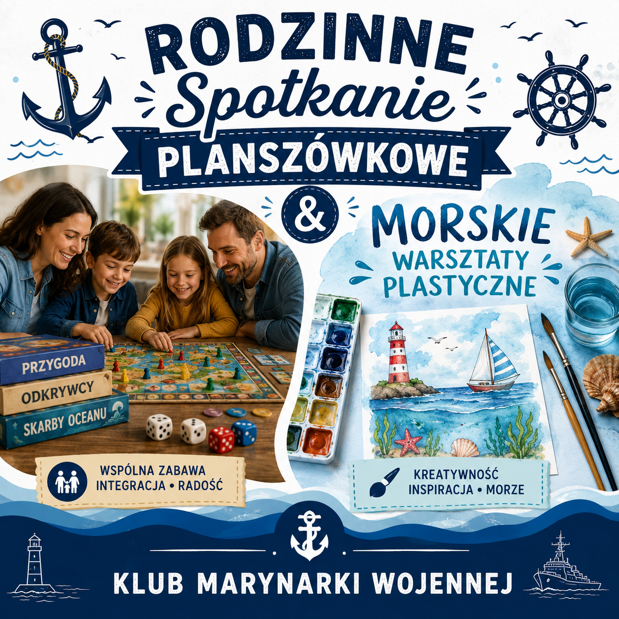 Rodzinne Spotkanie Planszówkowe & Morskie Warszaty Plastyczne