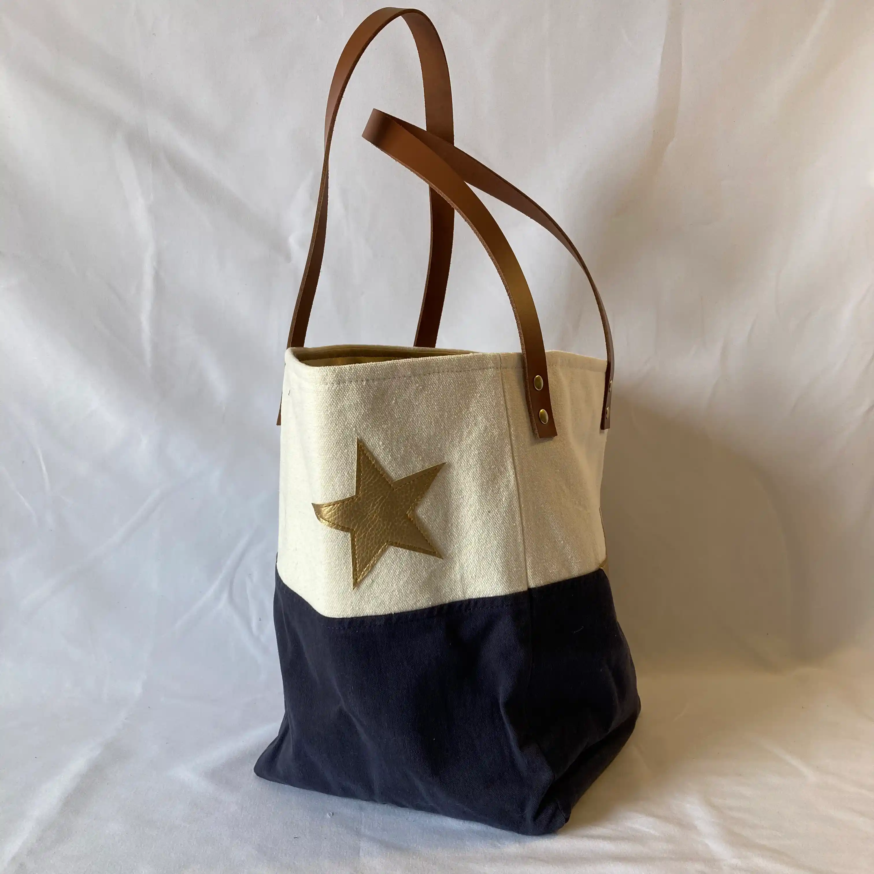Cabas Gold Navy Blue Stars 2