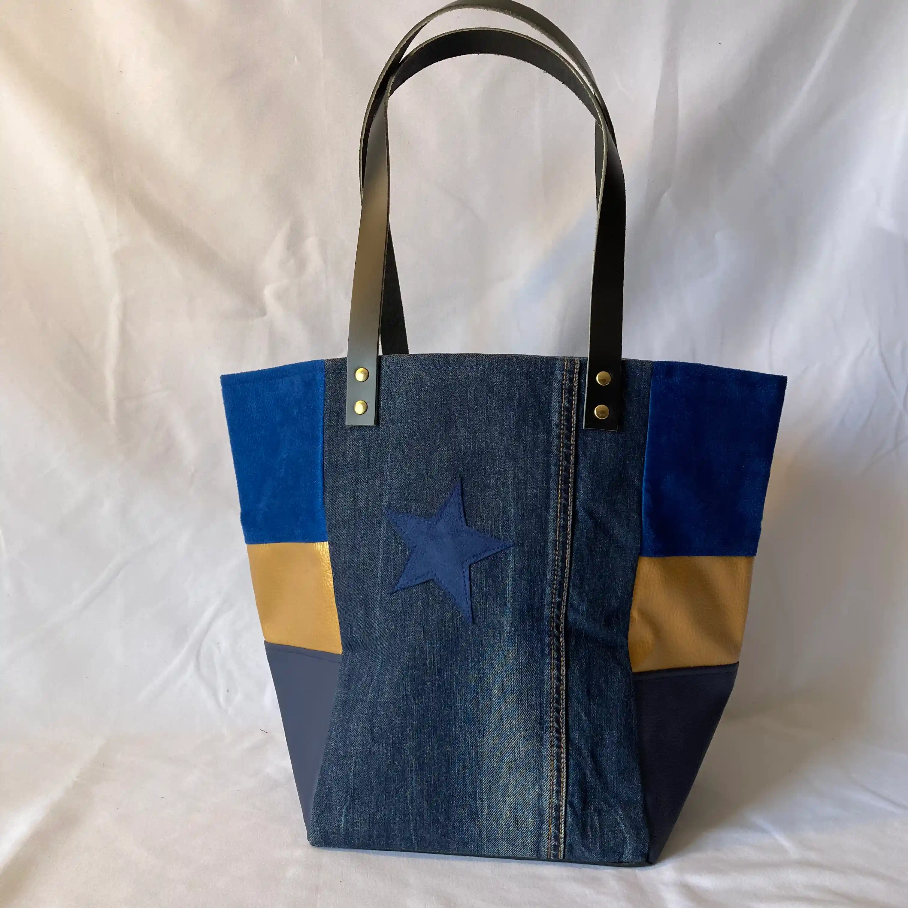 Cabas Jean Gold and Blue 1