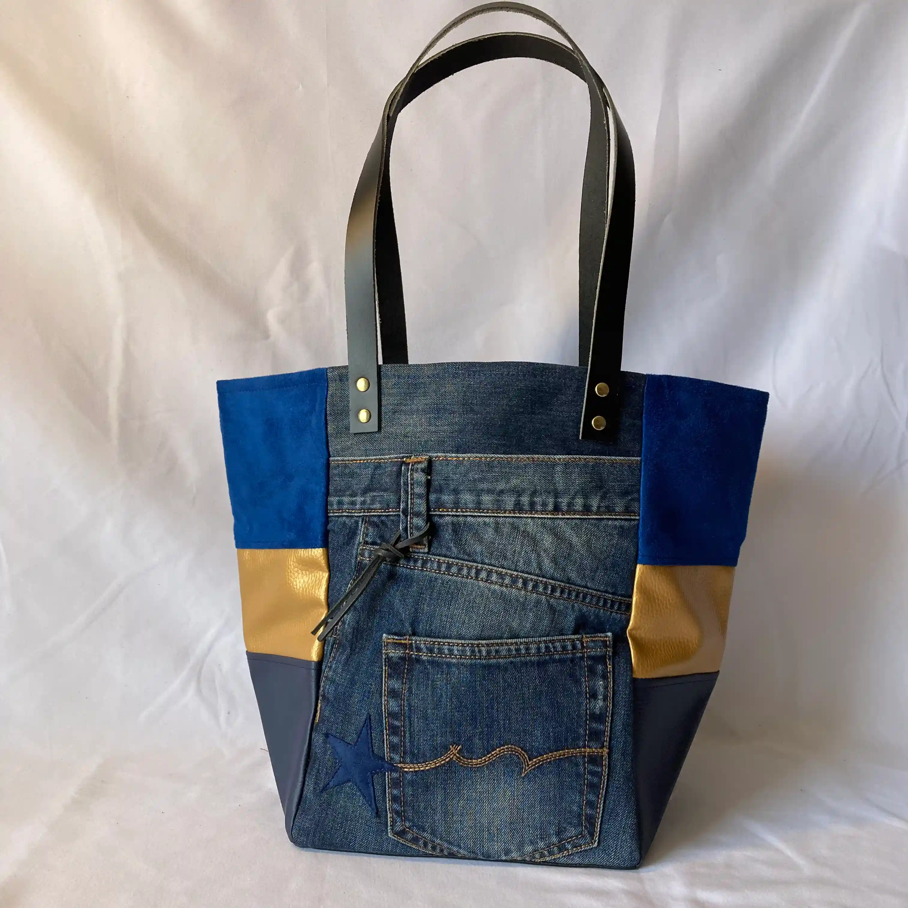 Cabas Jean Gold and Blue 2
