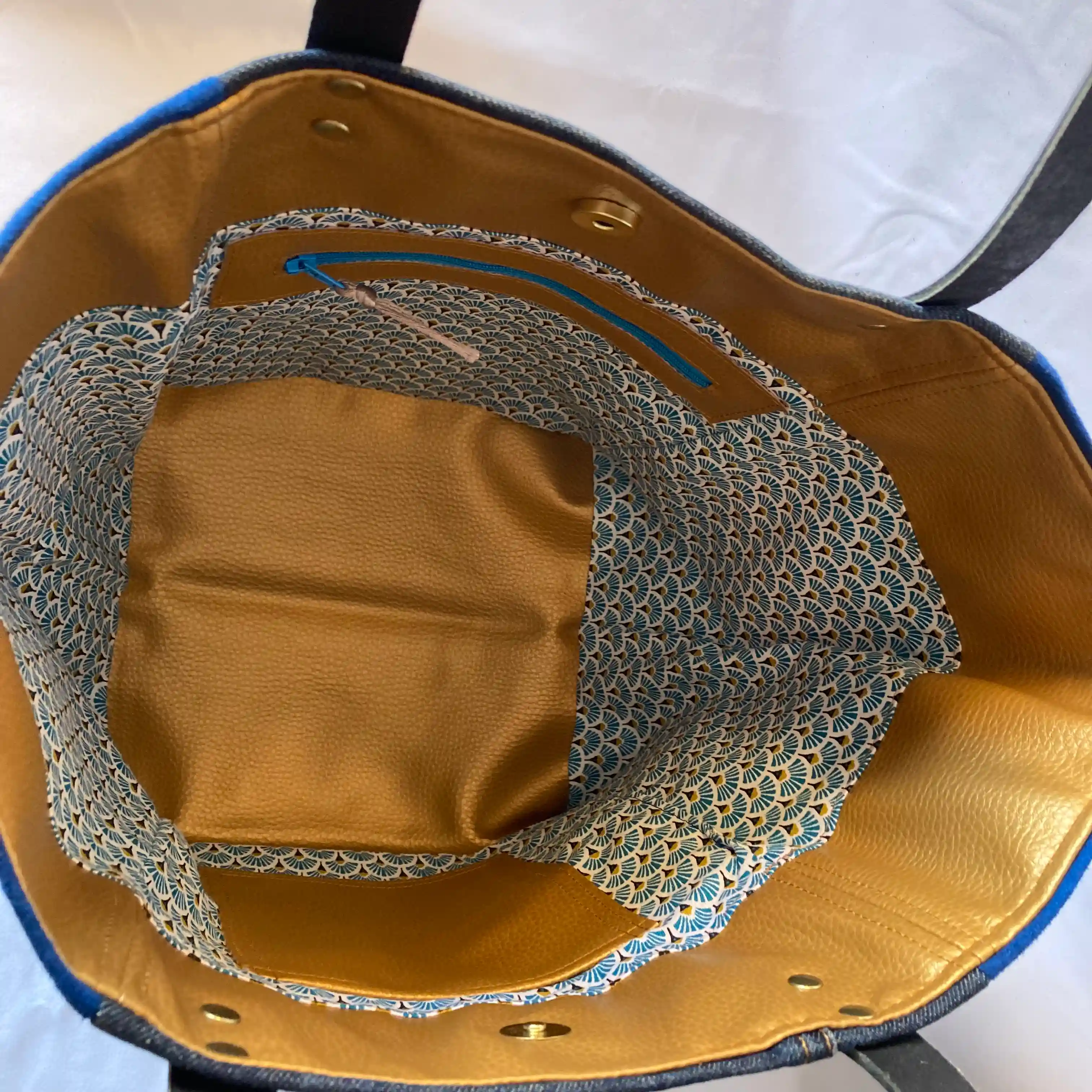 Cabas Jean Gold and Blue 4