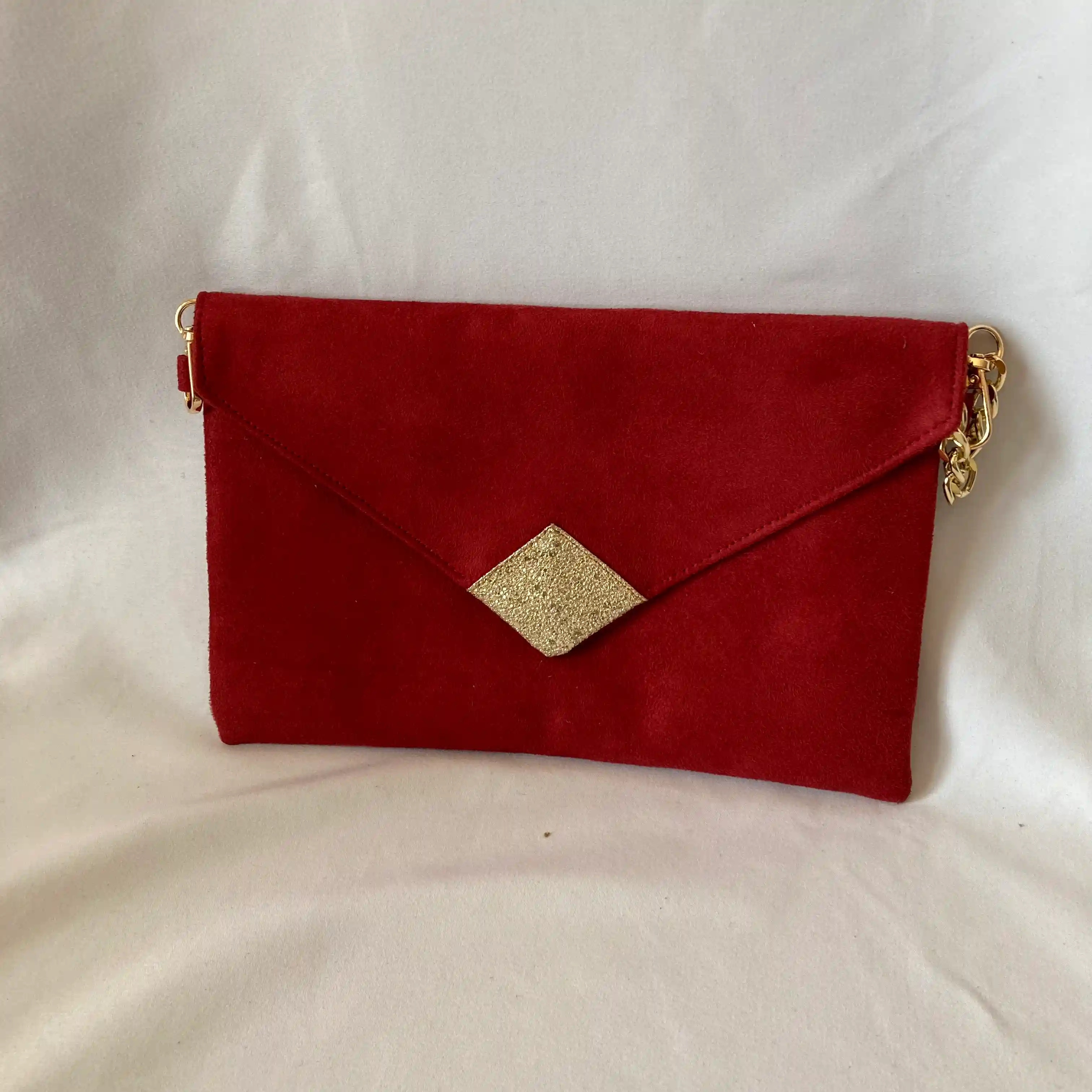 Pochette de soirée Rouge et Or 2