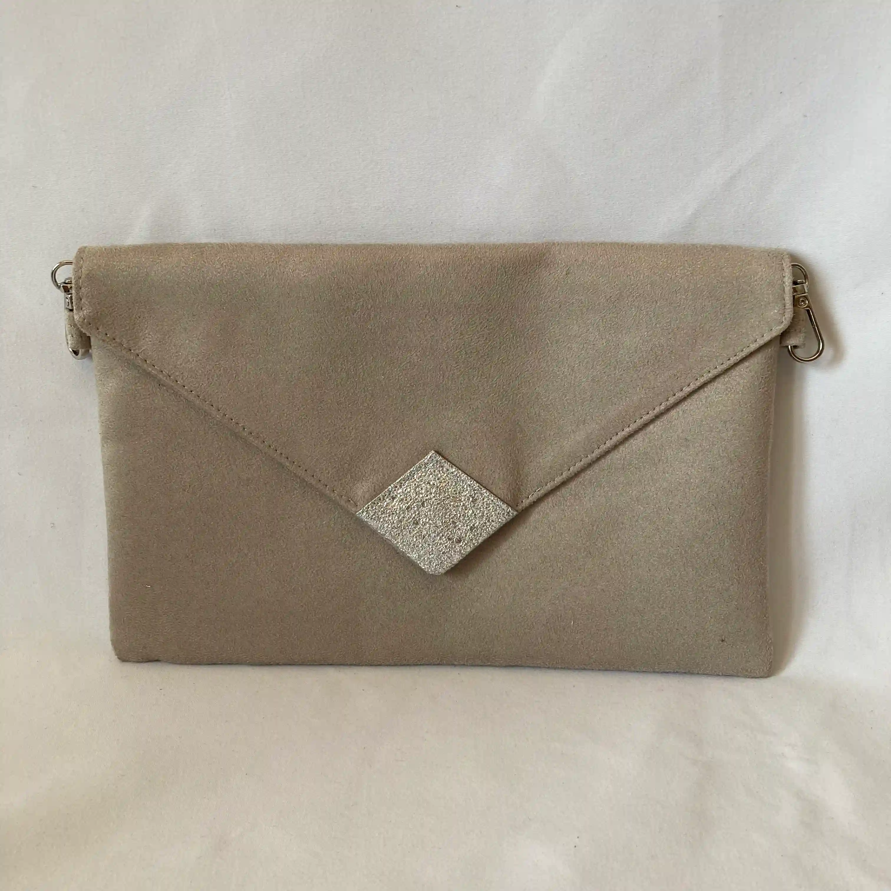 Pochette de soirée taupe et argent 2