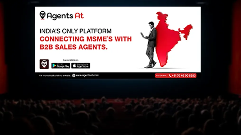 AgentsAt cinema on-screen advertisement showing the MSME platform proposition