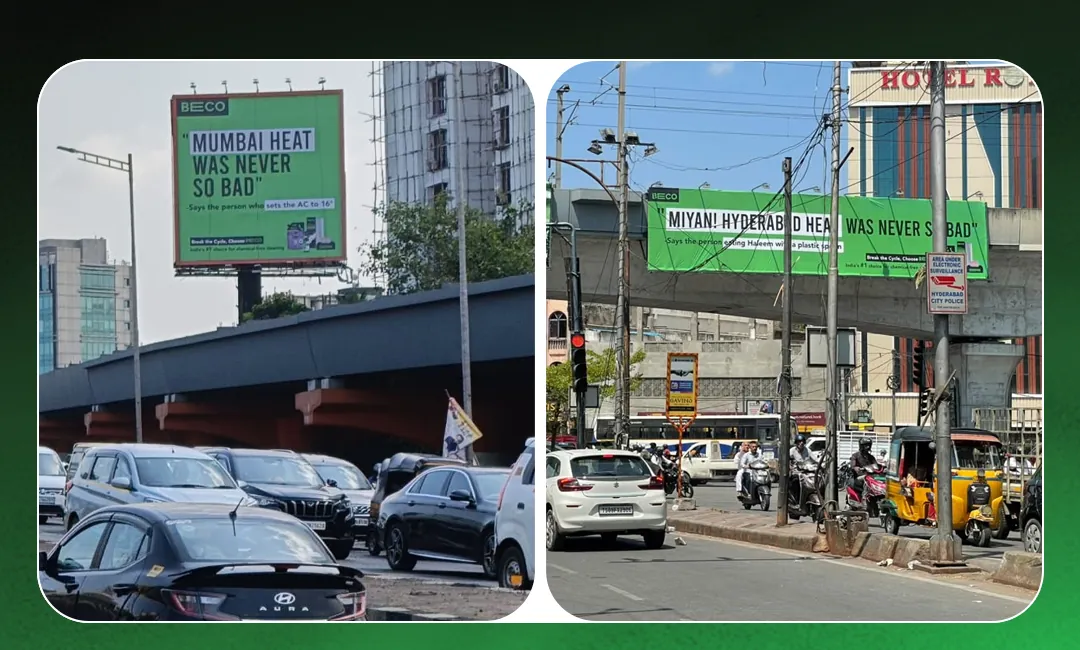 Beco hoarding in Mumbai carrying the same layout with its own local copy line