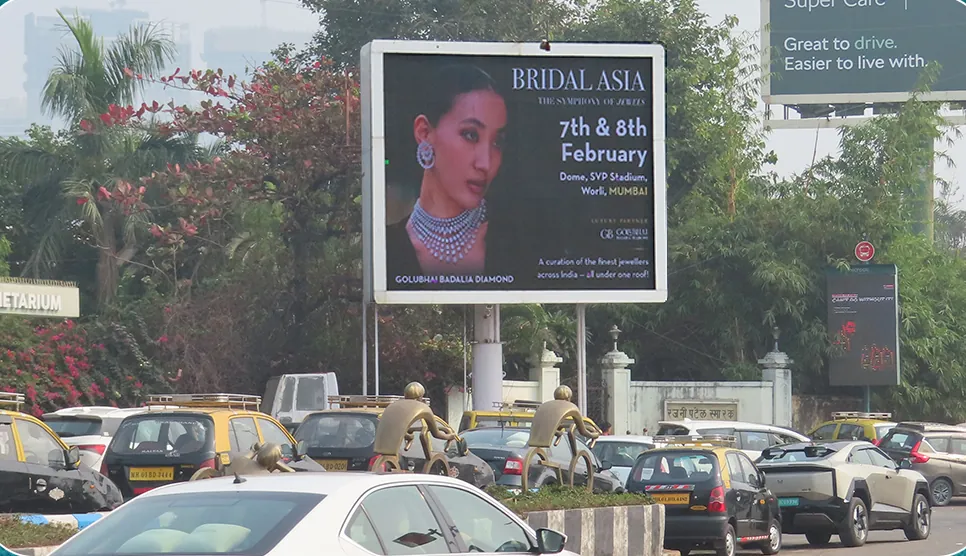 Bridal Asia hoarding on the Worli approach carrying the exhibition dates and venue
