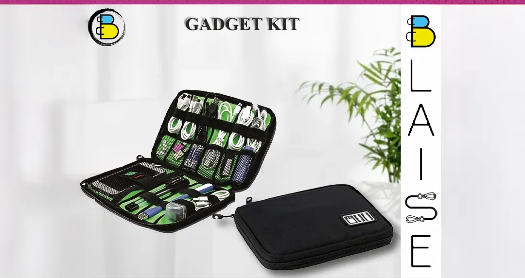 Branded gadget organiser kit produced as merchandise, shown open and closed