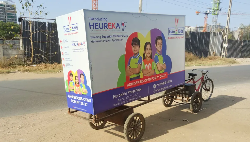 EuroKids cart panel carrying the curriculum and admissions details