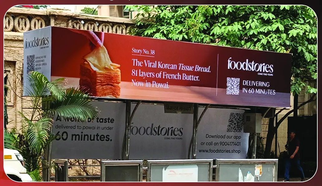 The Foodstories shelter header carrying the product story and the app QR code