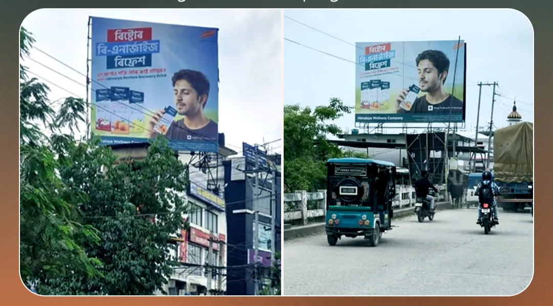 Roadside Himalaya hoardings on the town approaches in Assam