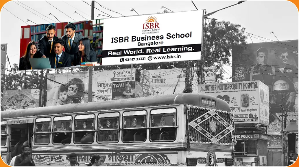 ISBR Business School hoarding on a Kolkata arterial road