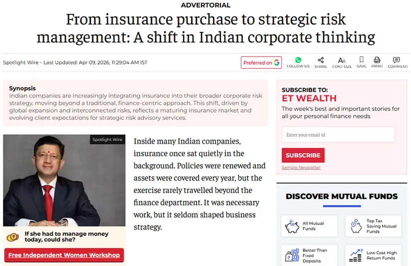 The published Economic Times advertorial page for JB Boda Group