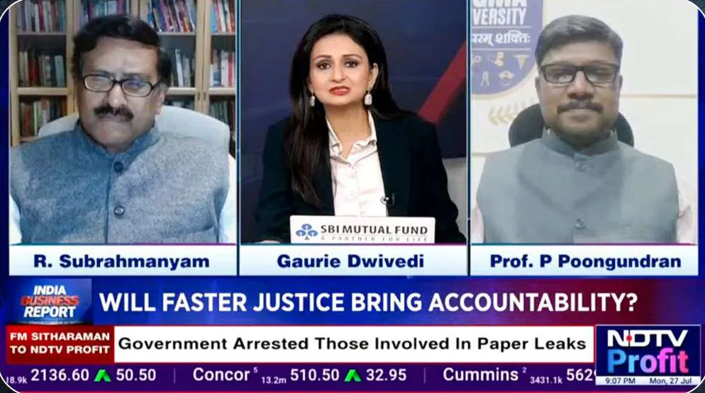 Sigma University faculty member on an NDTV Profit panel discussion