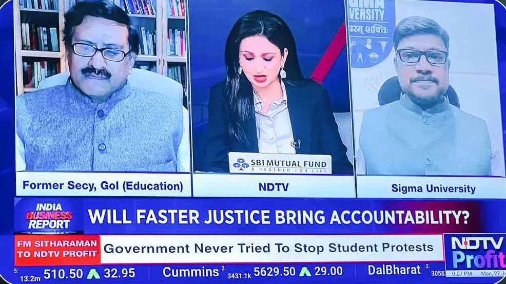 On-screen credit naming Sigma University during the broadcast