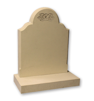Deep carved flower enhances the rounded top of this memorial